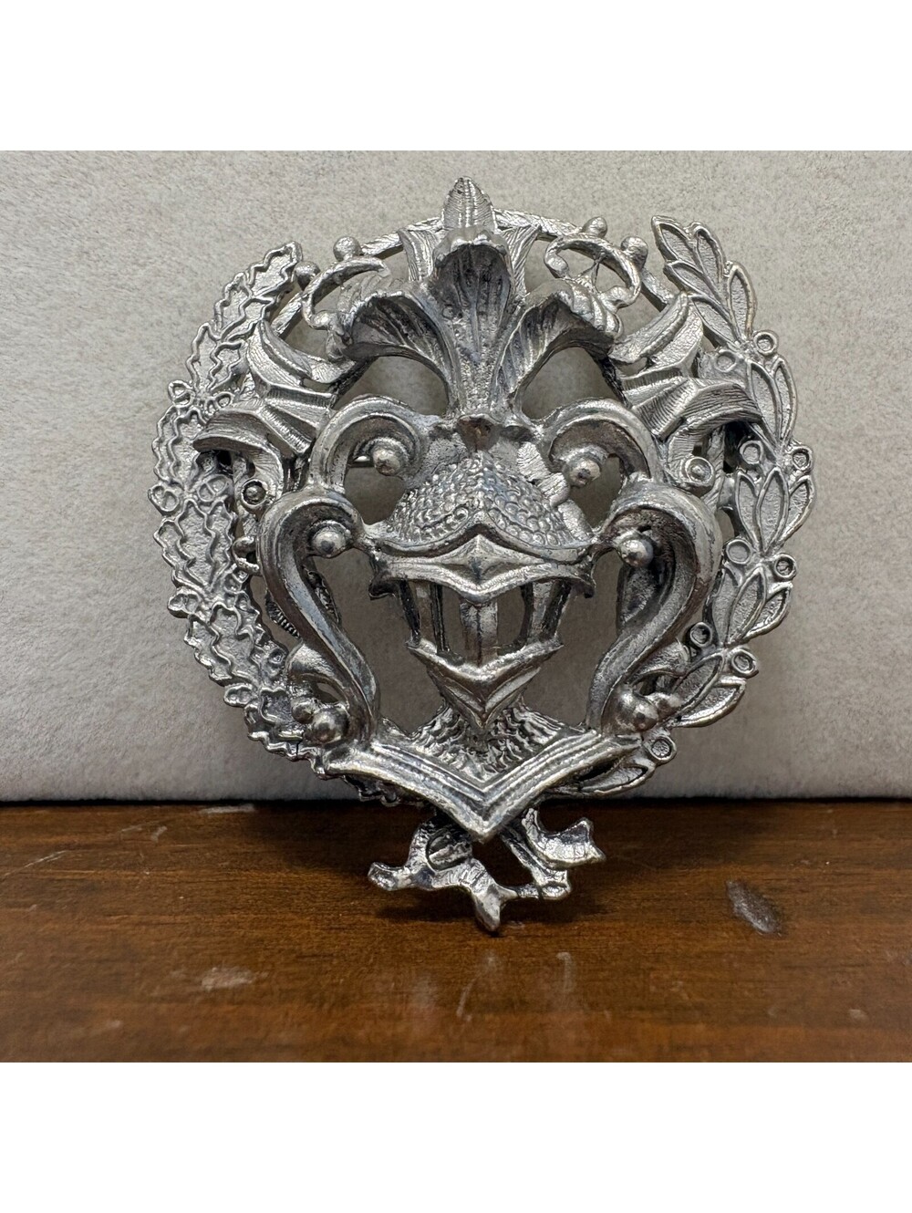 Vintage Florenza Silver Tone Knight Pin Brooch Medieval Gothic